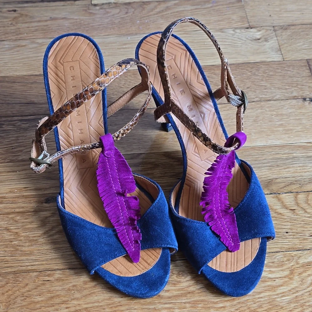 Chie Mihara Blue and Pink Heeled Shoes - Picture 2 of 9